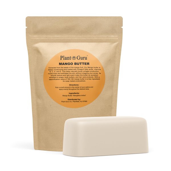Raw Mango Butter 1 lb. Bar - 100% Pure Natural Unrefined - Great for Skin, and Hair Growth. DIY Soap Making, Body Butter, Lotions and Creams.