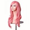 PATTNIUM Kids Wig Pink Wig for Girls Long Wavy Pink Wig with Bangs Kids Lovely Pink Long Wigs Synthetic Wig with Wig Cap