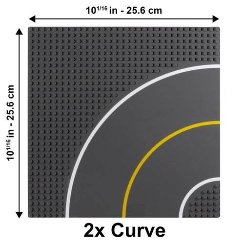 Apostrophe Games Road Baseplate – Premium Building Blocks Base Plates Compatible with All Major Brands – 2pcs Baseplate Gray with Road Design – 2 Curve Roads