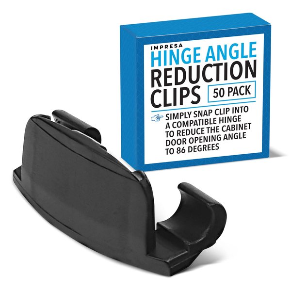 IMPRESA [50 Pack] Impresa Cabinet Restrictor Clips for Blum 70T3553 Hinge Blumotion Soft-Close - Invisible Cabinet Door Restraint for IKEA 110 Degree Clip - Restrictor Clips for Kitchen Cabinet Hinges