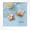 CASOLVX Bridal Small hair comb Crystal Hollow Leaf flower side comb suitable for brides bridesmaids and flower girls with wedding or Children's party 2PCS (Gold)