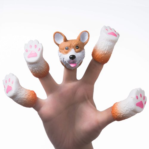 AQKILO Corgi Finger Puppet Set, Animals Puppet Show Theater Props, Novelty Toys Weird Stuff Gifts