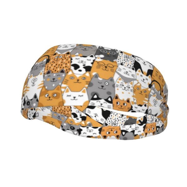 Cute Animal Cat Sweatbands Sports Headband,Breathable Sport Yoga Workout Turban Headband for Women Men Hair Accessories