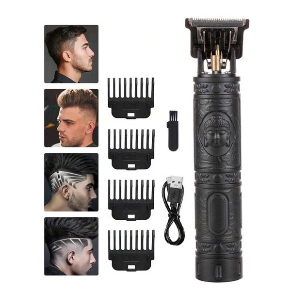 Professional Electric Hair Clippers for Men, Waterproof Haircut and Grooming Kit, Rechargeable T-Blade Trimmer, USB-Powered Close-Cutting Clippers with Guide Combs