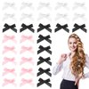 30PCS Bow Hair Clips Satin Mini Bowknot Barrettes Non-Slip Ribbon Hairpins Kawaii Claw Clip Small Pins Metal Sweet Hairstyle Accessorie for Women Girl Toddlers(pink+black+white)