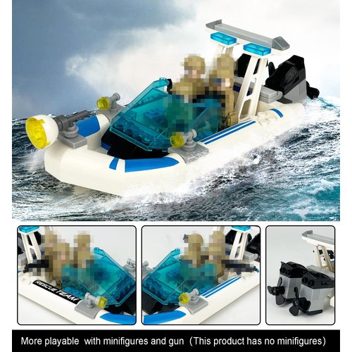 City Police Speed Boat Building Blocks Sets,City Fire Rescue Boat、Guard Boat 、Patrol Boat,Creative Building Bricks Compatible with Lego, Fun Gift or Pretend Play Toy for Kids (Speedboat-02 60PCS)