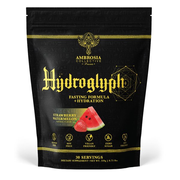 Ambrosia Hydroglyph Intraworkout Formula w/BCAA + EAA + Electrolytes Hydration Powder to Protect Lean Muscle, 0g Sugar Fasting Hydration Drink Mix, Made w/Coconut Water (Strawberry Watermelon)
