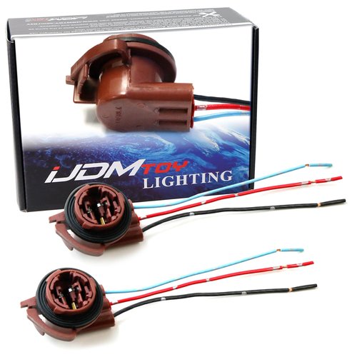 iJDMTOY 3156 3157 Pre-Wired Harness Sockets As Repair, Replacement, Install LED Bulbs Compatible with Turn Signal Lights, DRL Lamps or Brake/Tail Lights