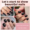 Bellelfin 240Pcs Square Press on Nails Short, Glossy Round Black Fake Nails Full Cover Glue on False Nails Solid Color Acrylic Nail Press ons for Women Girls Artificial Fingernails