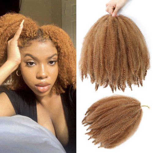 12inch Marley Twist Braiding Hair 5Packs Short Springy Afro Kinky Twist for Soft Locs Pre Fluffed Braids Synthetic Hair Extensions(27#)