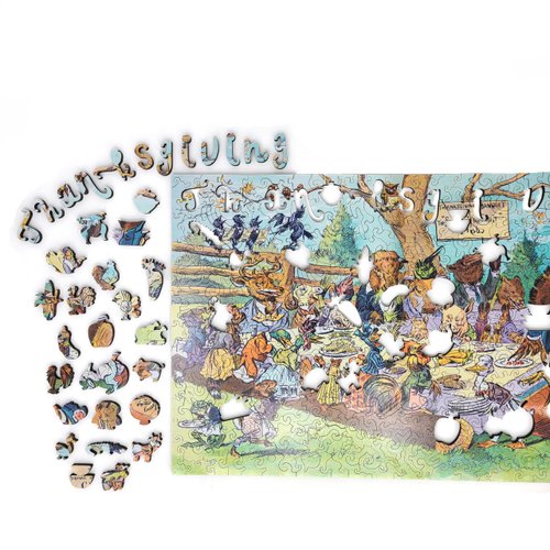 Wooden Jigsаw Puzzle for Adults - Uniquely Shaped Pieces - Made in The USA by FoxSmartBox - 373 Pieces - Thanksgiving Banquet