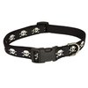 Medium Black Reflective Skull Dog Collar: 3/4" wide, Adjusts 13-20" - Made in USA.