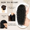 SHNMIN Ponytail Extension,Curly Drawstring Ponytail Extension for Black Women Natural Black Curly Clip in Hair Extensions 18 Inch Synthetic Hairpiece for Daily Party