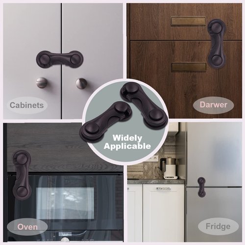 Cabinet Locks for Babies and Child Safety, 4 Pack Childproof Latches with Adhesive for Drawer Cupboards Closet and Pantry Door, Baby Proofing Fridge Lock for Protecting Kids Toddlers and Infants
