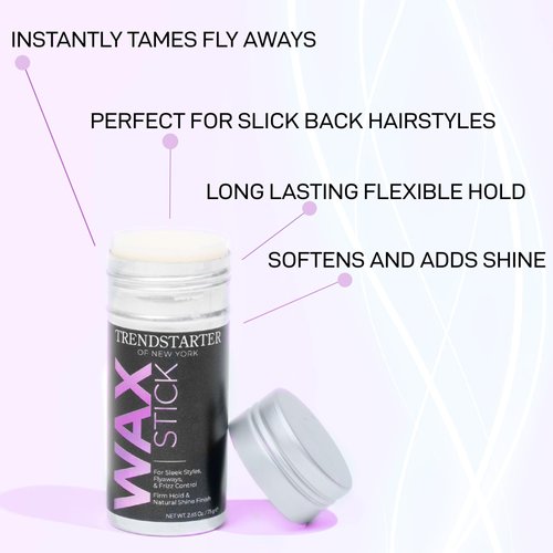 TRENDSTARTER - HAIR WAX STICK (75g) - Frizz Control - Flyaway Control - Firm Hold & Natural Shine Finish for Slick Sleek Sophisticated Styles - Avocado Extract Infused - All-Day Hair Control