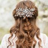 Rhinestone Bride Hair Comb Wedding Hair Comb Silver Crystal Hair Pieces Leaf Bridal Headpieces Bridal Side Combs Flower Pearl Bridesmaid Side Combs Sparkle Hair Accessories for Women Girls