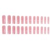 Foccna Square Press on Nails Long, Pearl Pink Fake Nails Acrylic False Nails,Artificial Nails for Women and Girls 24 pcs 
