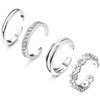 ADRAMATA 4 Pcs 925 Sterling Silver Toe Rings for Women Open Adjustable Band Rings Jewelry Set