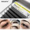 SEEDEW 5D Lash Extensions, 0.07mm D Curl 9mm 12 Rows/Tray, W Shape Flat Stem, Korean PBT Volume False Eyelashes Grafting for Beginner Artist, Lash Tech, Beauty Salon(5D-Matte Black-0.07-D-9mm)