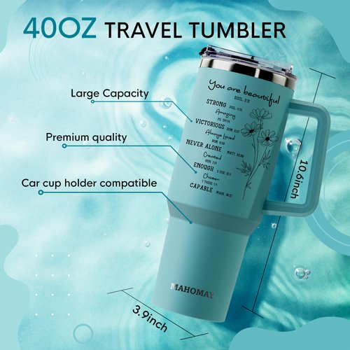 MAHOMAY Christian Gifts For Women - 40oz Tumbler with Handle - Inspirational Gifts for Women Religious, Baptism Gifts - Birthday Gifts for Women Faith