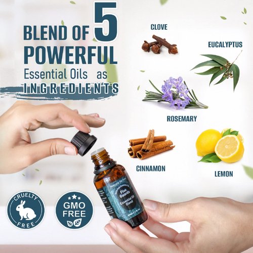 Natural Riches Five Guards Essential Oil Blend Health Shield for Aromatherapy with Clove Cinnamon Lemon Rosemary Eucalyptus Oil 2oz