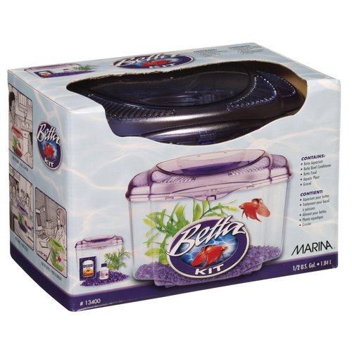 Marina Betta Pals Kit, Betta Fish Aquarium Starter Kit, Purple, 13400