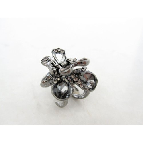 Mini silver metal gray butterfly crystal hair claw clip for thick hair