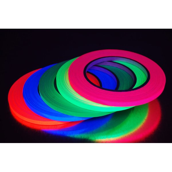 Quarter Inch x 25 Yards UV Blacklight Reactive Fluorescen​t Gaffer Tape (5 Pack 5 Rolls x 25 Yards)