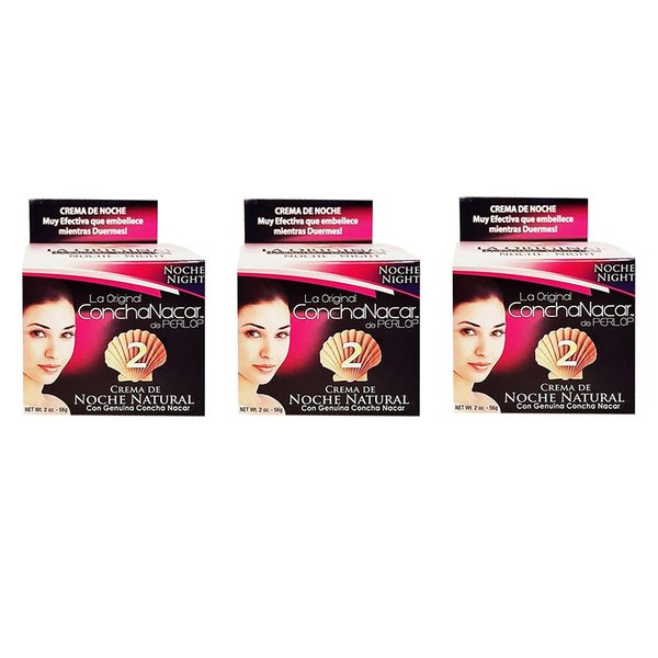 ConchaNacar De Perlop Night Cream #2. Natural Skin Moisturizer and Rejuvenator. Anti-Aging Treatment. 2 Oz / 56 g. Pack of 3