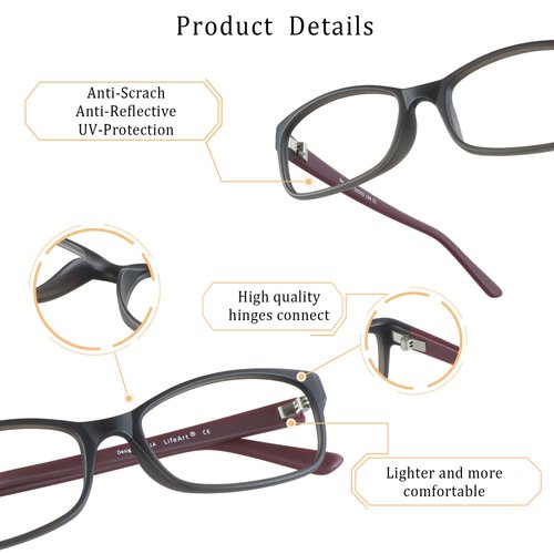 LifeArt Blue Light Blocking Glasses, Anti Eyestrain, Computer Reading Glasses, Gaming Glasses, TV Glasses for Women Men, Anti Glare (Matte Gray, No Magnification)