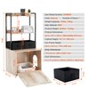 Happybuy Cat Litter Box Enclosure, Hidden Litter Box Furniture with 2 Storage Shelves & 2 Baskets, Wooden Cat Washroom Indoor, Cat House Cabinet Fit Most of Litter Box, 23.6"L x 19.7"W x 50"H, Natural