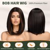 KOME Dark Brown Short Bob Wigs,Brown Straight Shoulder Length Wigs for Women,Middle Part Heat Resistant Fibre Synthetic Wig Daily Use…