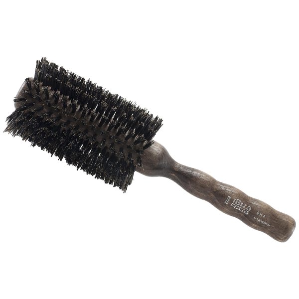 Ibiza Hair Professional Boar Hair Round Brush (H4, 65mm) Hybrid Uniform Boar/Nylon Bristles & Hardwood Handle, Create Beachy Waves & Curls, For Course or Frizzy Hair, Add Texture & Shine