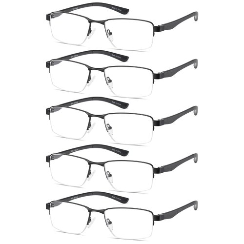 EYECEDAR 5-Pack Reading Glasses for Men and Women Metal Half Frame Eyeglasses Readers 2.50