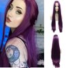 xiweiya Purple Lace Front Wig Long Silky Straight Piano Purple Synthetic Lace Front Wig Natural Hairline Heat Resistant Fiber Wig for Women 24inch Wig 150% Density Hair Wig