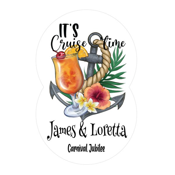 It's Cruise Time Drink and Anchor Cruise Door Magnet Decoration Customized for your Stateroom Door on your Cruise, Refrigerator, Desk, etc.- Personalized