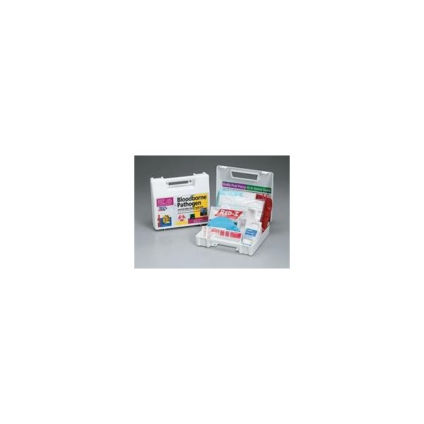 21 piece Bloodborne pathogen bodily fluid spill kit, plastic case, 1 ea.