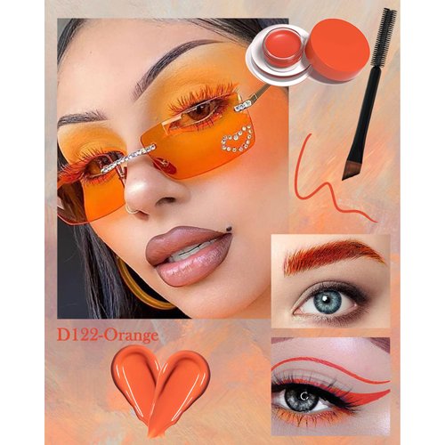 LYSdefeu Waterproof Orange Matte Gel Eyeliner & Eyebrow Pen, 12 Color Options, Creamy Texture, Long Lasting, Safe Ingredients