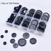 AKIRO 100 Pcs Premium Mixed Resin Sewing Buttons, 5 Sizes of Black Buttons Suitable for Sewing, Eco-Friendly 4-Hole Craft Buttons, DIY and Holiday Decoration (Black)