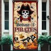 Avezano Beware of Pirates Banner Pirate Party Decorations Jewelry Map Pirates Door Cover Pirate Birthday Party Decorations for Indoor Outdoor