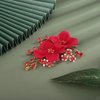 Sither Red Hair Clip for Bridal Floral Hair Comb for Women Wedding Hair Accessories for Bride Hair Clip Headpiece for Wedding Party Prom Gift