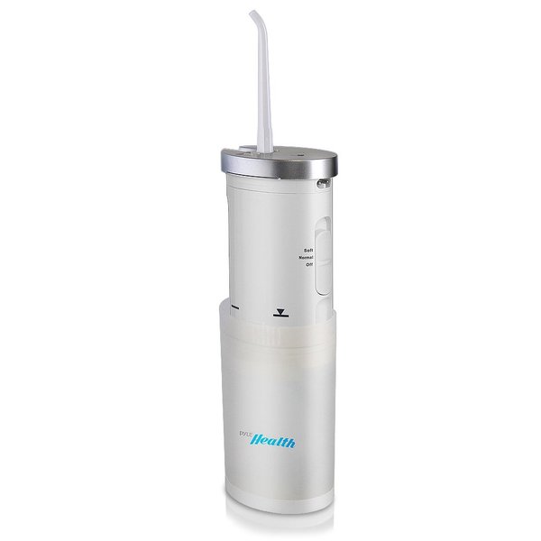 Pyle Electric Water Flosser Jet - Cordless & Portable Dental Irrigator with Rechargeable Battery, Foldable Tips & 180ml Tank Refill - Compact Oral Care Kit for Adults and Kids - PHWF15WT