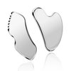 MoHern 2 Pcs Stainless Steel Gua Sha Tool, Gua Sha Facial Tools for Acupuncture, Durable GuaSha Tool for Jawline Sculpting, Face Massager, Puffiness Reducing, Skin-Care Gift