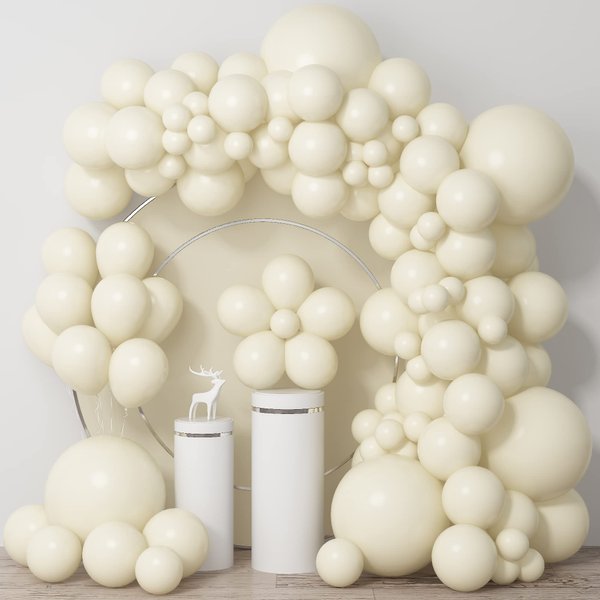 Ivory White Balloons Cream Latex Balloon 5 10 12 18inch Different Sizes 103pcs Beige Nude Neutral Balloons Kit for Kids Birthday Party Decoration Baby Shower Wedding Annversary