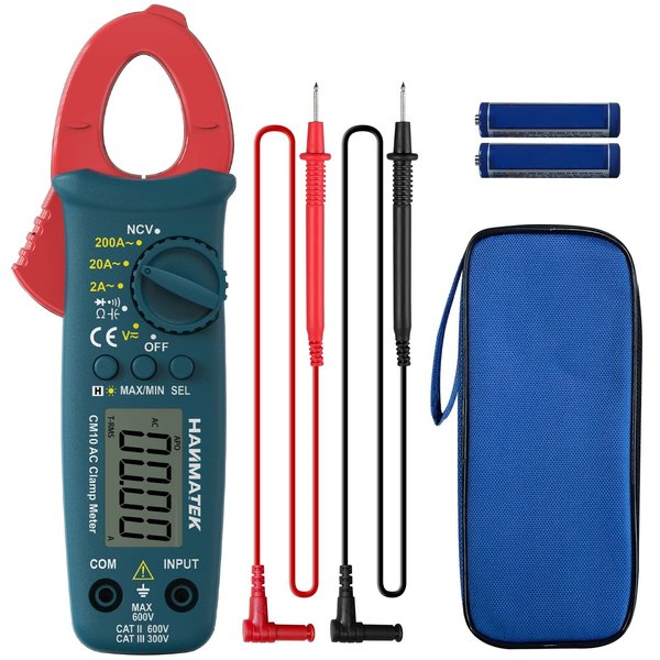 HANMATEK Digital Clamp Meter NCV Multimeter Amp ohm Volt Tester Auto-ranging with AC/DC Voltage, Resistance, Capacitance, Diodes Continuity, Frequency, Non-Contact Voltage Detection(AC Current)