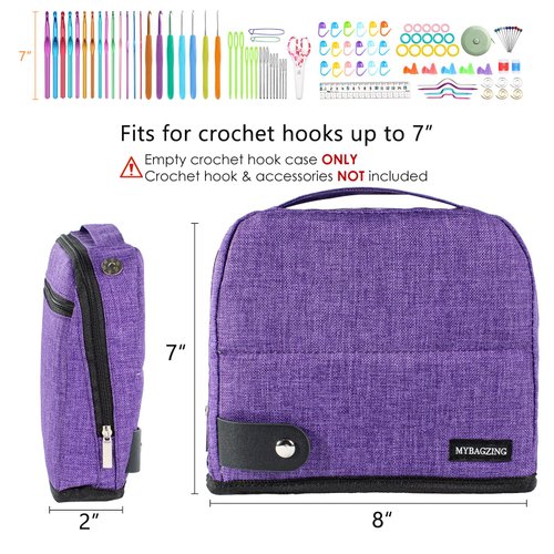 MYBAGZING Crochet Hook Case Empty - Crochet Hook Organizer Case Stand Up Unique Design -Corchet Organizer - Crochet Hook Holder for Knitting & Crochet Supplies - Knitting Accessories (Case Only)