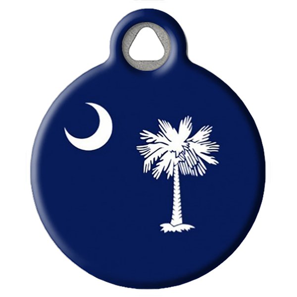 Dog Tag Art South Carolina Flag Personalized United States State Flag Pet ID Tag for Dogs and Cats, Silent Dog Tag with Customized Identification Information - Small .875" Diameter