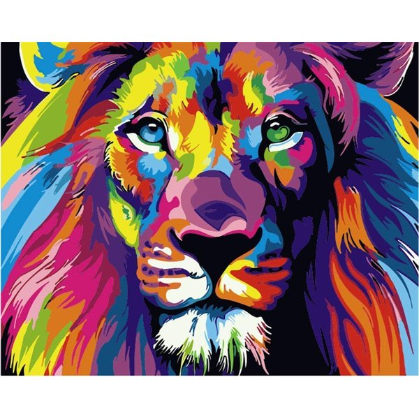 JingZhouYang Paint by Numbers for Kids & Adults & Beginner Painting Gift Kits - L 16"×W 20" Colorful Lion Painting Kits