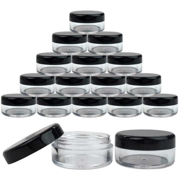 Beauticom 5G/5ML Round Clear Jars with Black Lids for Herbs, Spices, Loose Leaf Teas, Coffee and Other Foods (Quantity: 25pcs)