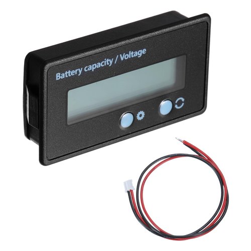 MECCANIXITY DC6-63V Battery Capacity Voltage Indicator Front Setting Switch Key LCD Digital Display Back Cover for Golf Cart, Motorcycles, Electric Bike (Green)